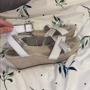 Cream/White platform wedges